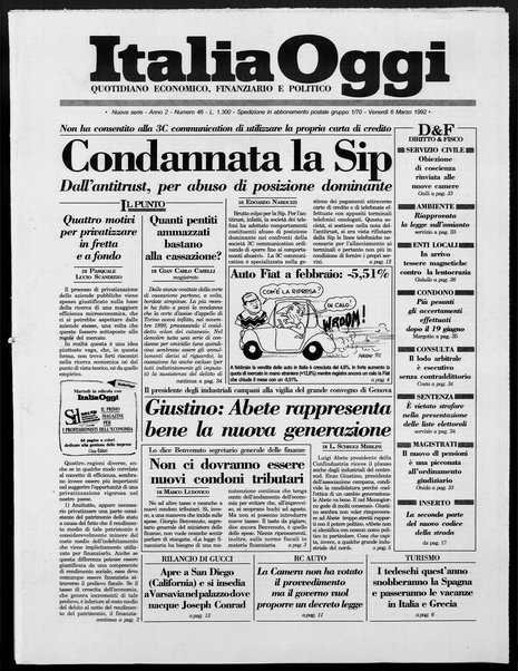 Italia oggi : quotidiano di economia finanza e politica